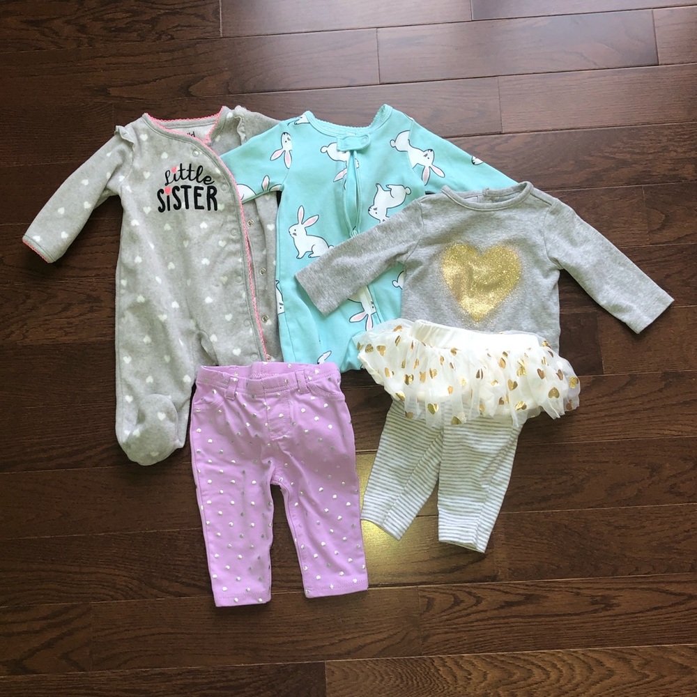 Lot of 4 bundle 3 month baby clothes Carters
